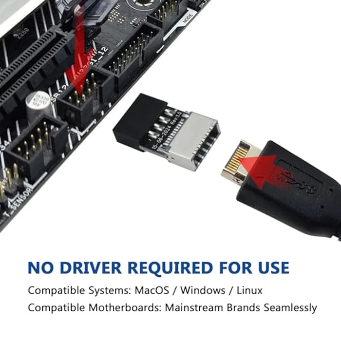 SATUY USB 2.0 to USB 3.2 Gen 1 Header Adapter, Mainboard 9 Pin Male to USB 3.1 Type-E (A-Key) Female Converter for Extending USB C Ports on Front Panel of PC (2 Pack) by SATUY - Image 5