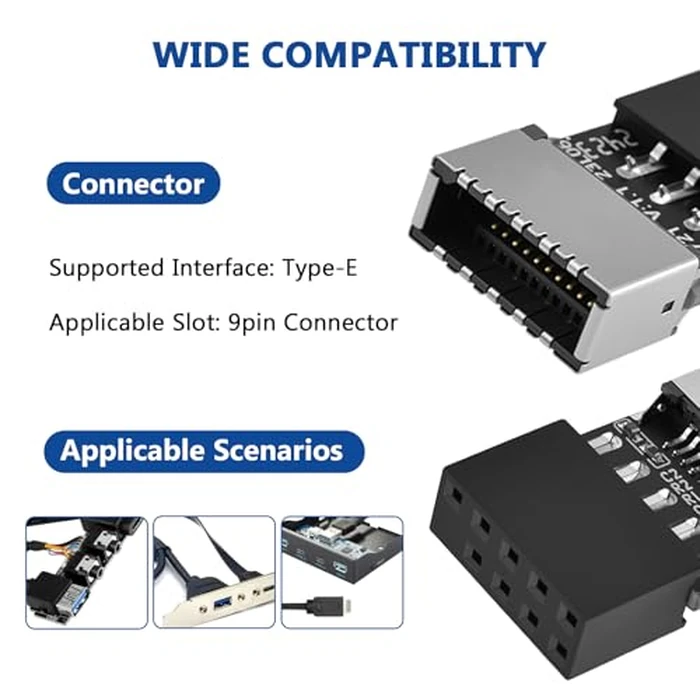 SATUY USB 2.0 to USB 3.2 Gen 1 Header Adapter, Mainboard 9 Pin Male to USB 3.1 Type-E (A-Key) Female Converter for Extending USB C Ports on Front Panel of PC (2 Pack) by SATUY - Image 7