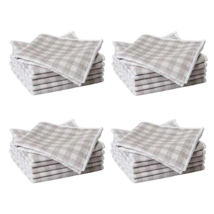 Martha Stewart Microfiber Cleaning Cloths, Ultra-Absorbent, Lint-Free Cleaning Towels for Home & Kitchen, Grey Gingham, 11 Inches, 24 Count by Martha Stewart - Image 2