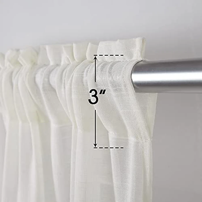 MIULEE 2 Panels 63 Inch Natural Linen Semi Sheer Window Curtains Elegant Solid Netural Drapes Rod Pocket Window Voile Panels Linen Textured Panels for Bedroom Living Room (52" W X 63" L,Ivory) by MIULEE - Image 3