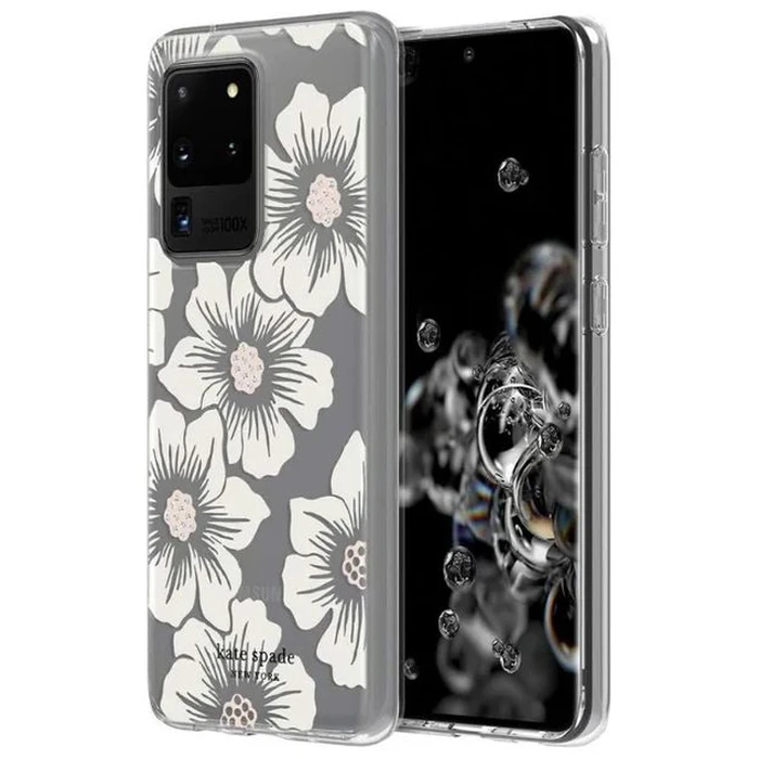 Kate Spade Defensive Hardshell Case for Samsung Galaxy S20 Ultra - White Hollyhock Floral Clear by Kate Spade - Image 1