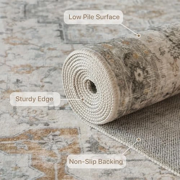 GENIMO Area Runner Rugs 2x6 for Living Room, Non-Slip Machine Washable Rug for Hallway Kitchen, Low Pile Print Rug for Bedroom Dining Room Home Office by GENIMO - Image 6