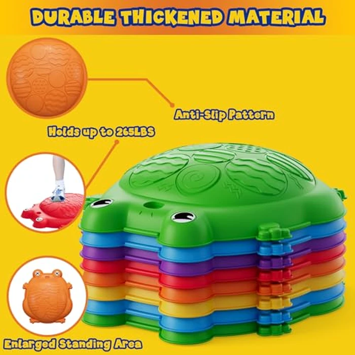HYES Stepping Stones for Kids, 8PCS Non-Slip Balance Steps Stones for Toddler 1-3, Obstacle Courses Sensory Toys, Coordination Game for Boys Girls Indoor Outdoor Play Ages 3-5 by HYES - Image 3
