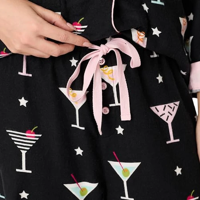 P.J. Salvage Women's Cotton Flannel Long-Sleeve Top, Pant and Headband 3-Piece Pajama Set, Tini Time, Medium by PJ Salvage - Image 3