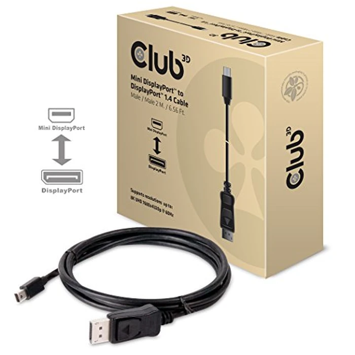 Club 3D CAC-1115 VESA Certified Mini DisplayPort to DisplayPort Bi-Directional 1.4/Hbr3 M/M Cable DP 1.4 8K 60Hz 2m- 6,56Ft by Club 3D - Image 7