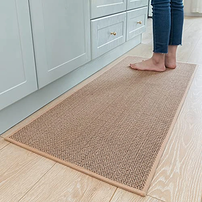 Kitchen Rugs Non Slip Washable, Absorbent Kitchen Mats for Floor, Braided Kitchen Runner Rug with Rubber Backing, Durable Dirt-Resistant Kitchen Carpet for Front of Sink (Beige,20"x47") by MontVoo - Used - Like New condition