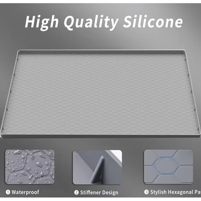 Under Sink Mat for Kitchen Waterproof, 31" x 22" Silicone Under Sink Tray, Under Sink Liner for Kitchen Bathroom Cabinet (Grey) by Sazteay - Image 3