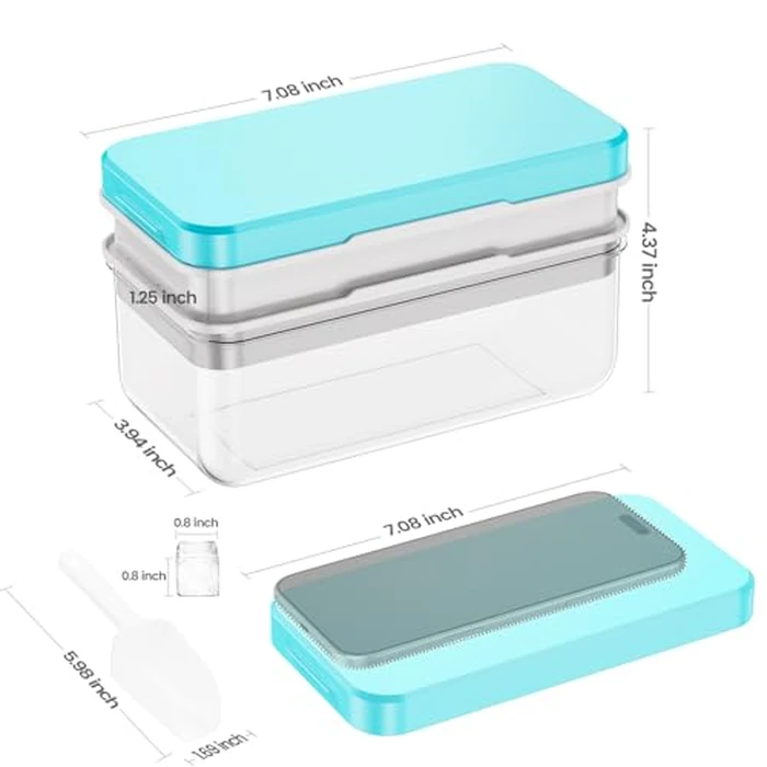 Ice Cube Tray with Lid and Bin, 56 pcs Ice Cubes Molds, Ice Trays for Freezer, Ice Cube Tray Mold, with 2 Trays, Ice Freezer Container, Spill-Resistant Removable Lid & Ice Scoop, for Whiskey,Cocktail by PHINOX - Image 4