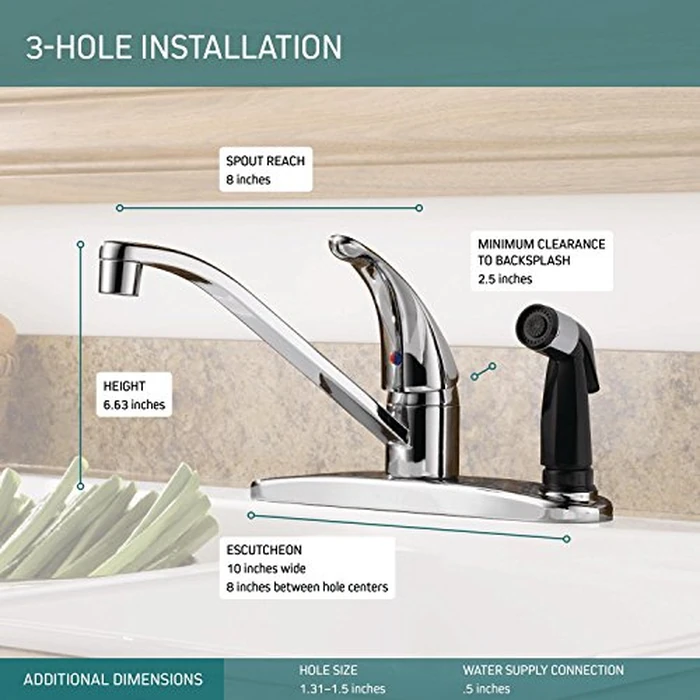 Peerless Single-Handle Kitchen Sink Faucet with Integrated Side Sprayer, Chrome P114LF by Peerless - Image 3