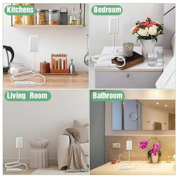Flat Plug Extension Cord 3FT with Outlet Covers Baby Proofing,Ultra Thin Outlet Concealer with 3 Outlet Power Strip Universal Size for Home,Bedroom,Kitchen,Bathroom with ETL Listed,White by Znknthr - Image 6