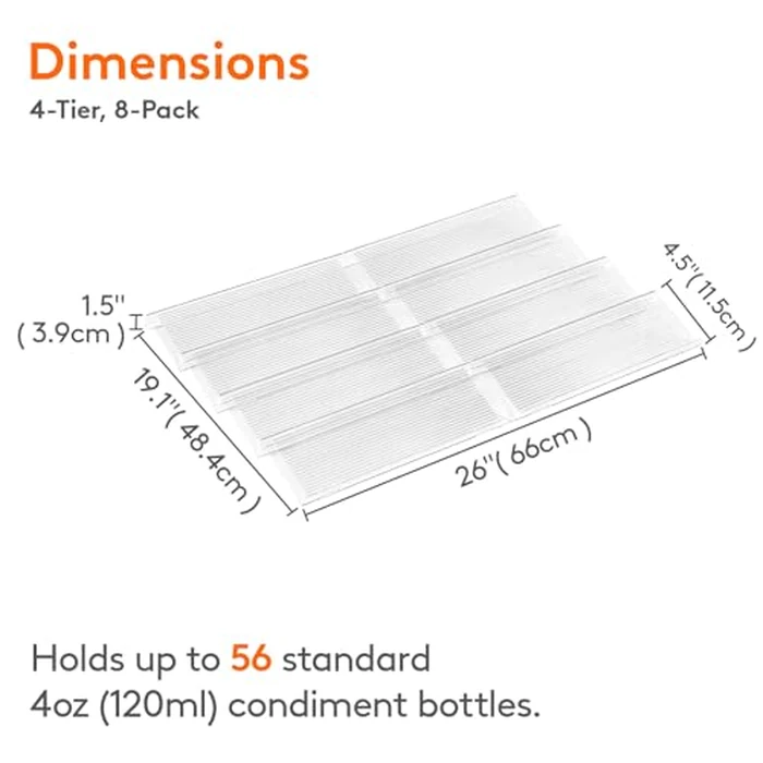 Lifewit Clear Acrylic Spice Drawer Organizer, Expands 13" to 26" - 4-Tier Set of 2 (8 Pieces), Holds 56 Spice Jars (Jars and Labels Not Included), for Kitchen Cabinet Drawers/Countertops by Lifewit - Image 2