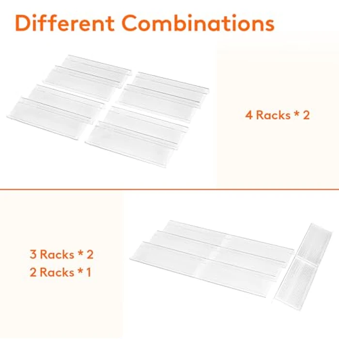 Lifewit Clear Acrylic Spice Drawer Organizer, Expands 13" to 26" - 4-Tier Set of 2 (8 Pieces), Holds 56 Spice Jars (Jars and Labels Not Included), for Kitchen Cabinet Drawers/Countertops by Lifewit - Image 4