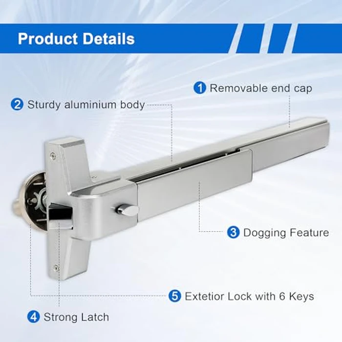 FAHKNS Panic Bars for Exit Doors Hardware Push Bar Door Push Bar Device Lock Aluminum Emergency Accessories Alarmed Fireproof Commercial Exit Devices by FAHKNS - Image 6