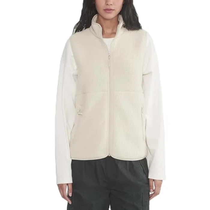 Hixiaohe Sherpa Fleece Vest for Women Trendy Warm Sleeveless Vests Jacket Lightweight Zip Coats with Pockets Fall Outerwear(Beige,L) by Hixiaohe - Used - Like New condition