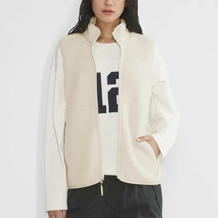 Hixiaohe Sherpa Fleece Vest for Women Trendy Warm Sleeveless Vests Jacket Lightweight Zip Coats with Pockets Fall Outerwear(Beige,L) by Hixiaohe - Image 2