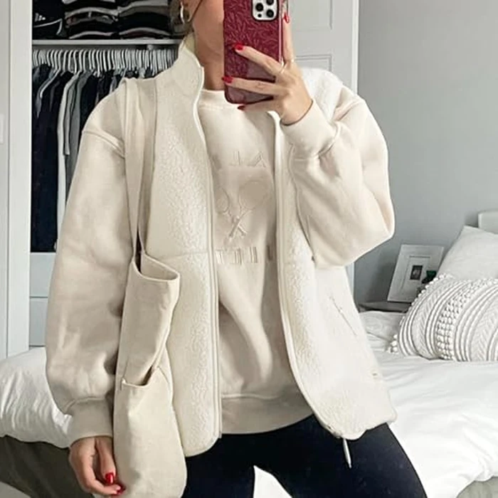 Hixiaohe Sherpa Fleece Vest for Women Trendy Warm Sleeveless Vests Jacket Lightweight Zip Coats with Pockets Fall Outerwear(Beige,L) by Hixiaohe - Image 6