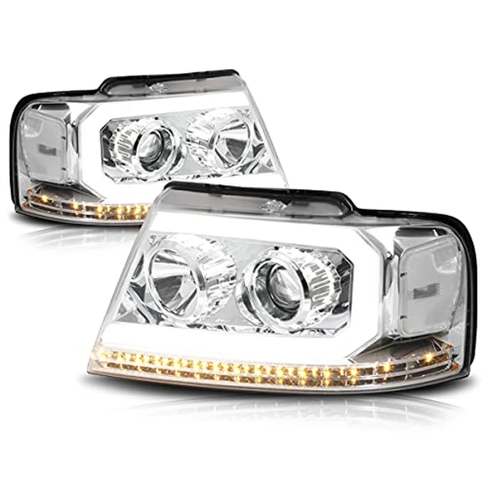 PM PERFORMOTOR PMHL-F150-0408-LB-L-P-CC Chrome Housing Clear Corner Headlights With LED Light Bar Replacement Compatible with 04-08 F150 / 06-08 Mark LT by PM PERFORMOTOR - Used - Very Good condition