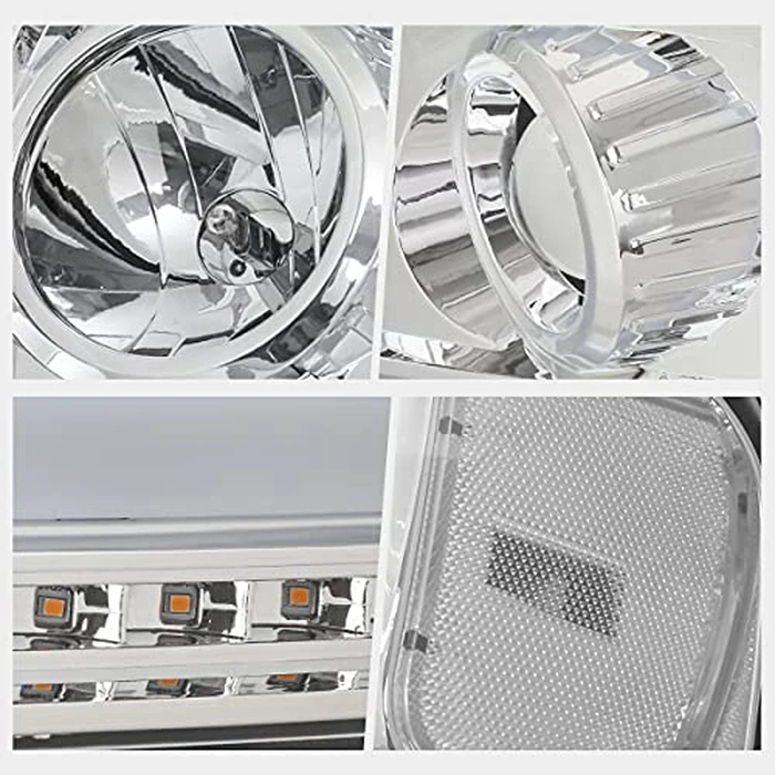 PM PERFORMOTOR PMHL-F150-0408-LB-L-P-CC Chrome Housing Clear Corner Headlights With LED Light Bar Replacement Compatible with 04-08 F150 / 06-08 Mark LT by PM PERFORMOTOR - Image 3