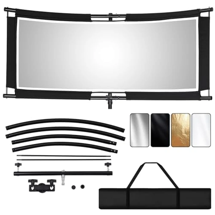 Clamshell Light Reflector/Diffuser with Carrying Case,40"X20" (4 Color in 1) Arclight Curved Eyelighter Lighting Diffuser for Photography Portrait Studio Video Shooting,Black/White/Gold/Silver by FOTOLS - Used - Like New condition - US$60.93