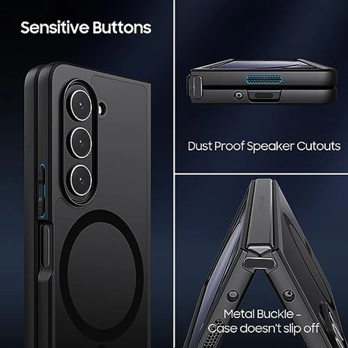 MAKAVO Magnetic for Samsung Galaxy Z Fold 5 Case [Compatible with MagSafe] Slim Translucent Matte Hard Back & Soft Black Bumper, Military Grade Drop Proof Cover, Shockproof Phone Case by MAKAVO - Image 7