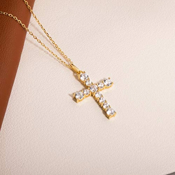S.Leaf Cross Necklace for Women Gold Diamond Birthstone Cross Necklaces Sterling Silver Cross Pendant Necklaces Birthday Gifts for Women by S.Leaf - Image 4