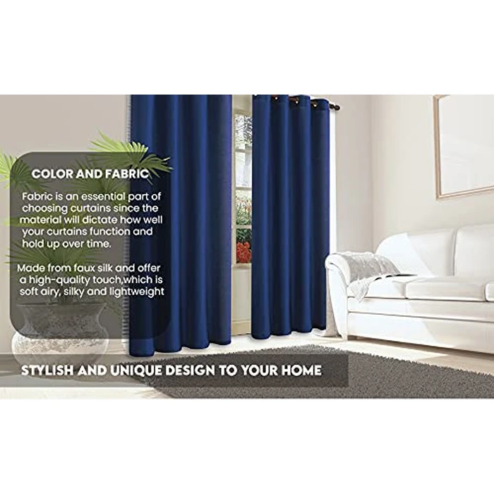 J&V TEXTILES 2 Panels Solid Grommet Faux Silk Window Curtain Drapes Treatment in 84" Length (Black)* by J&V TEXTILES - Image 4