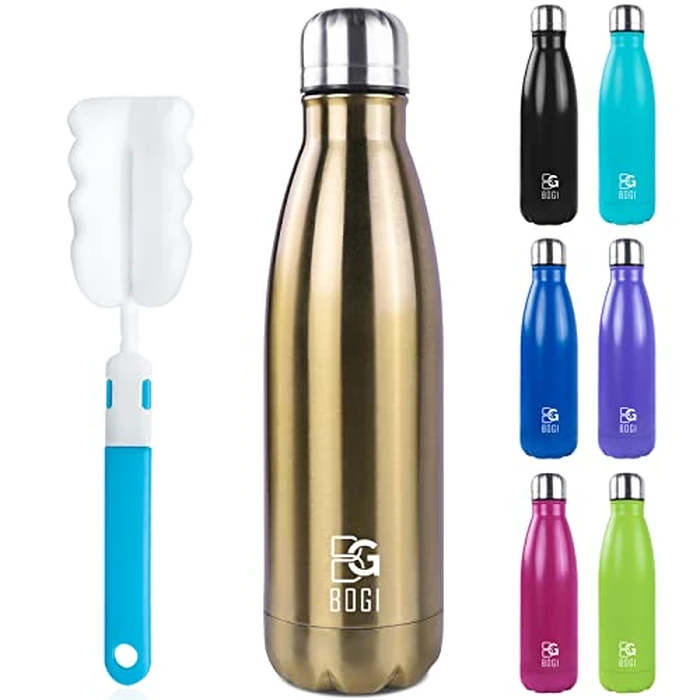 BOGI 17oz Insulated Water Bottle Double Wall Vacuum Stainless Steel Water Bottles, Leak Proof Metal Sports Water Bottle Keeps Drink Hot and Cold - Perfect for Outdoor Sports Camping Biking (Cham) by BOGI - Image 1