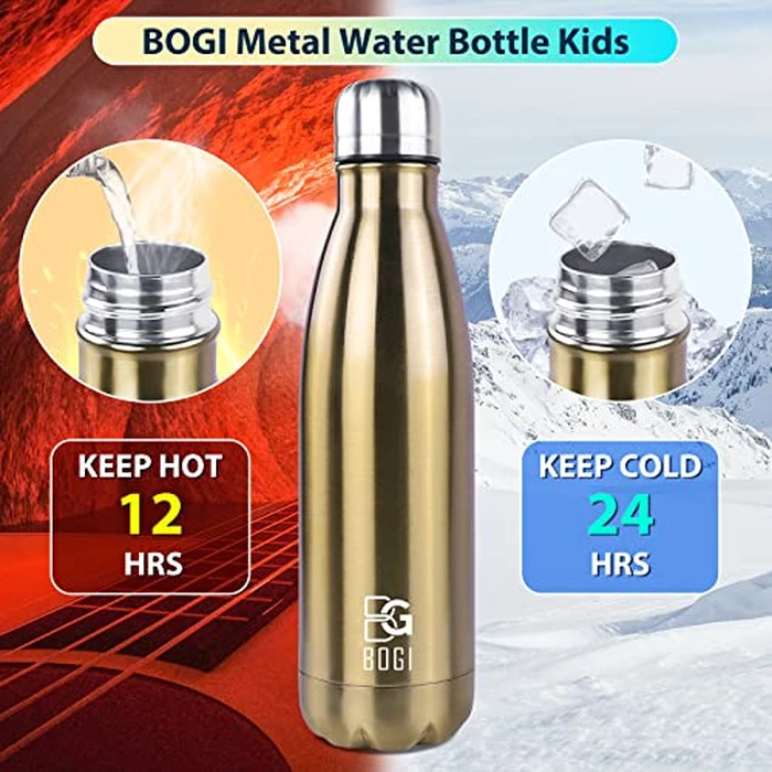 BOGI 17oz Insulated Water Bottle Double Wall Vacuum Stainless Steel Water Bottles, Leak Proof Metal Sports Water Bottle Keeps Drink Hot and Cold - Perfect for Outdoor Sports Camping Biking (Cham) by BOGI - Image 4