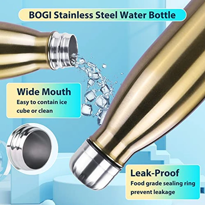 BOGI 17oz Insulated Water Bottle Double Wall Vacuum Stainless Steel Water Bottles, Leak Proof Metal Sports Water Bottle Keeps Drink Hot and Cold - Perfect for Outdoor Sports Camping Biking (Cham) by BOGI - Image 5