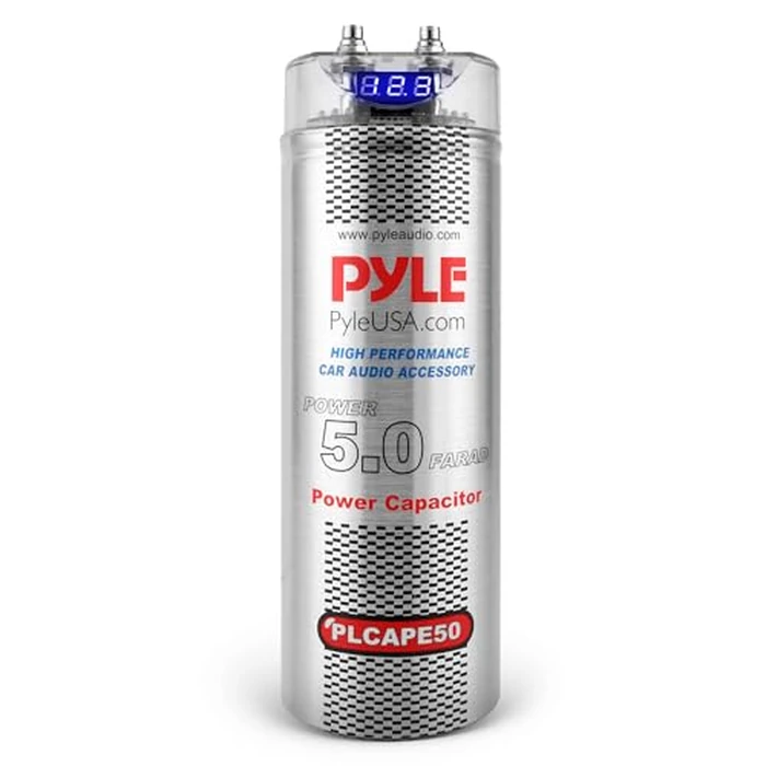 Pyle 5.0 Farad Digital Power Capacitor - High-Performance Car Audio Accessory with Blue Digital Display, Voltage Readout, Over Voltage Protection, Mounting Hardware, DC 12-24V - PLCAPE50 by Pyle - Used - Like New condition - US$48.79