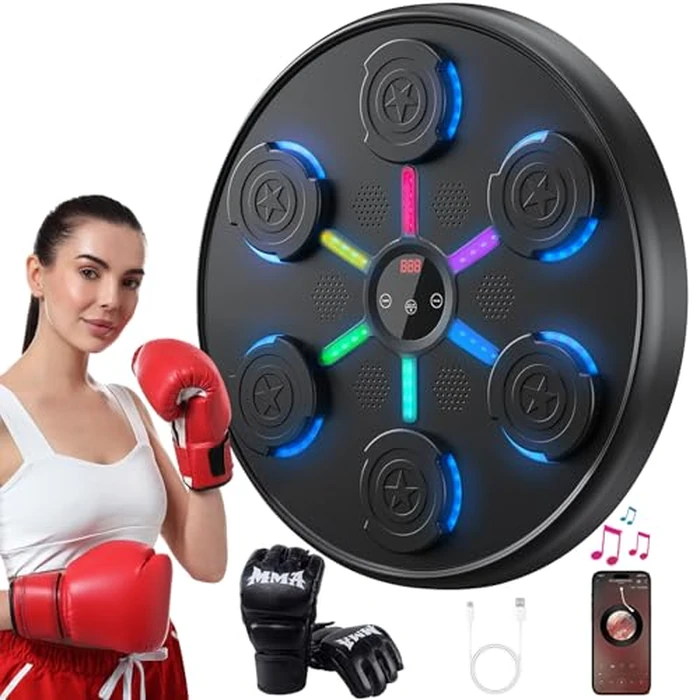 OORUN Second Generation Music Boxing Machine with Gloves, Wall Mounted Music, Smart Bluetooth Boxing Trainer, Adults, Indoor and Gym (Black) by OORUN - Image 1