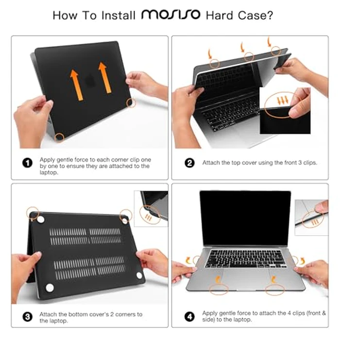MOSISO Compatible with MacBook Air 15 inch Case M5 2026 M4 2025 M3 M2 2024 2023 A3448 A3241 A3114 A2941, Hard Shell&Keyboard Cover&Screen Film&Type C, Great for Study Travel Work, Crystal Midnight by MOSISO - Image 3