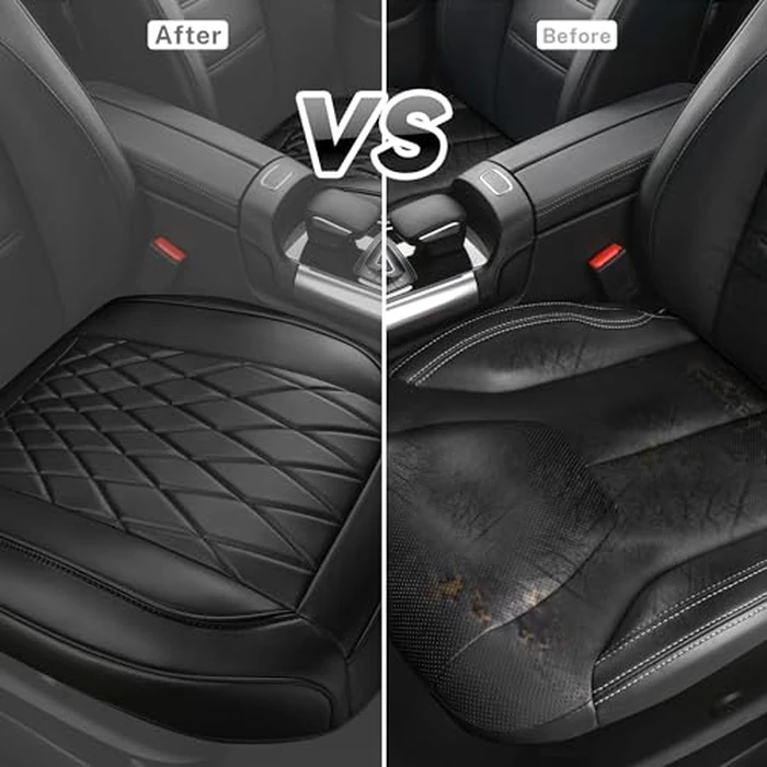 CAR PASS 2 Pack Leather Front Car Seat Covers, Bottom Seat Covers Full Wrapped with Storage Pocket, Anti-Slip Leather Seat Protectors,Waterproof Seat Cushion Pad Universal Fit Sedan SUV Truck, Black by CAR PASS - Image 6