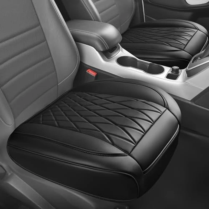 CAR PASS 2 Pack Leather Front Car Seat Covers, Bottom Seat Covers Full Wrapped with Storage Pocket, Anti-Slip Leather Seat Protectors,Waterproof Seat Cushion Pad Universal Fit Sedan SUV Truck, Black by CAR PASS - Image 7