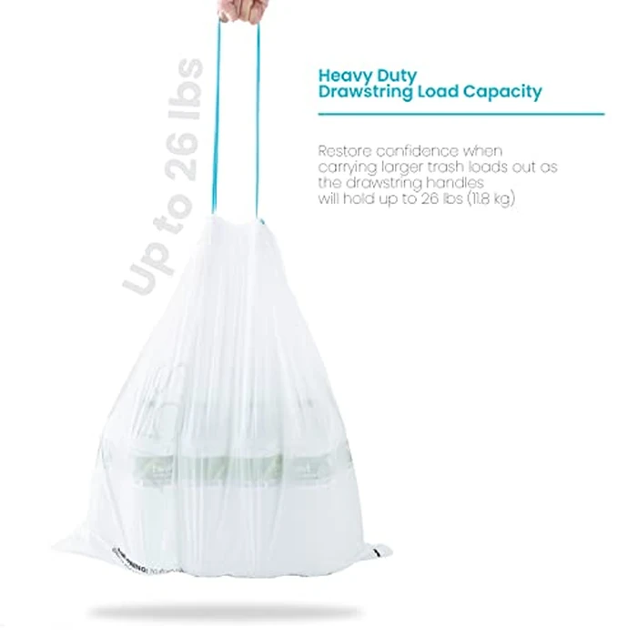Home Zone Living 12 Gallon Kitchen Trash Bags with Drawstring Handles, Heavy Duty Custom Fit Design for Standard 45 to 50 Liter Kitchen Trash Cans, Code 45S, 60-Count by Home Zone Living - Image 5