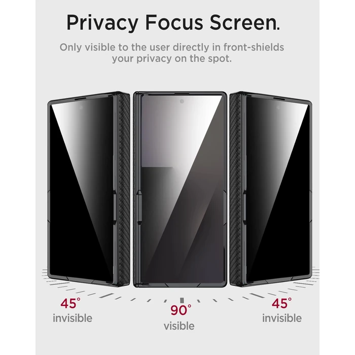 Miimall Stand for Samsung Galaxy Z Fold 7 Case with Privacy Screen Protector Tempered Glass, Magnetic Hinge Protection & Kickstand, PU Leather Protective Phone Full Cover for Z7 Fold7 5G Carbon Fiber by Miimall - Image 3