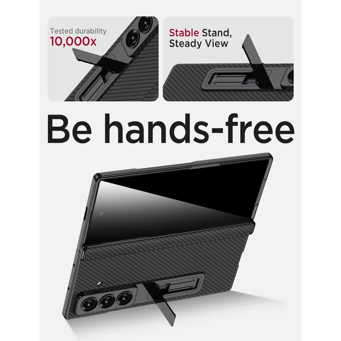 Miimall Stand for Samsung Galaxy Z Fold 7 Case with Privacy Screen Protector Tempered Glass, Magnetic Hinge Protection & Kickstand, PU Leather Protective Phone Full Cover for Z7 Fold7 5G Carbon Fiber by Miimall - Image 7