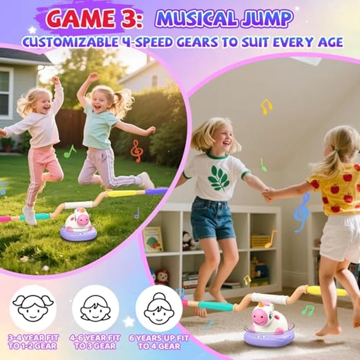 3 in 1 Unicorn Rocket Launcher, Ring Toss & Musical Jump, Outdoor Jumping Spinning Toy for Kids Ages 3-8, Indoor Active Play Set for Boys Girls, STEM Learning Birthday Gift for 3 4 5 6 7 8 Years Old by Aliex - Image 4