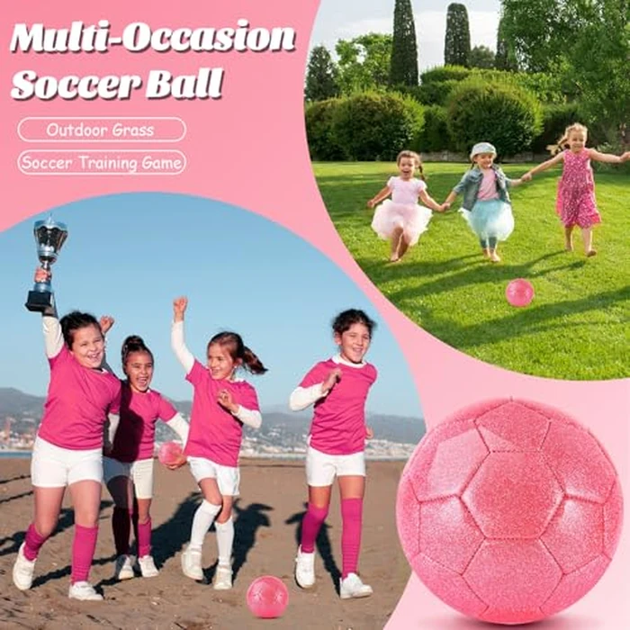 DLUGOPIS Sparkling Pink Toddler Soccer Ball - Mini, Age 3-8, Indoor/Outdoor, Small Size for Boys & Girls (Sparkling Pink, 1) by DLUGOPIS - Image 4