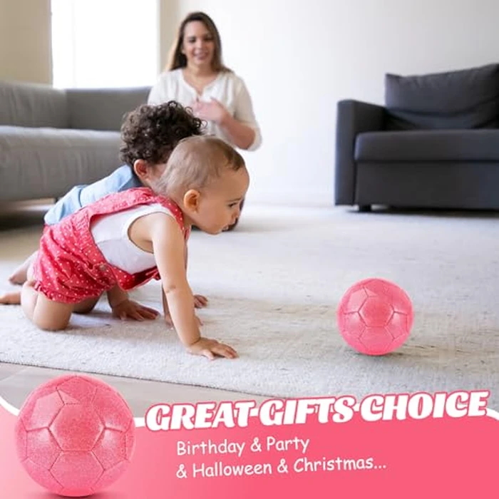 DLUGOPIS Sparkling Pink Toddler Soccer Ball - Mini, Age 3-8, Indoor/Outdoor, Small Size for Boys & Girls (Sparkling Pink, 1) by DLUGOPIS - Image 6