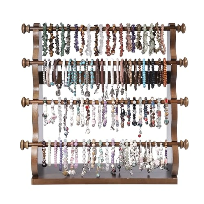 Donmills 4 Tier Wooden Bracelet Holder Stand - Bracelet Organizer Storage Display for Selling- Bangle & Scrunchie,Watch Jewelry Organizer Showcase and Home Storage (Dark Brown) by Donmills - Image 5