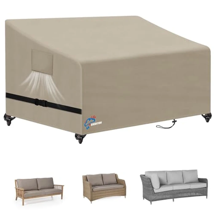 SIRUITON 4-Seat Garden Patio Sofa/Loveseat/Bench Cover 73" W x 27" D x 35" H,Heavy Duty 420D Oxford Waterproof Outdoor Sofa Cover, Lawn Patio Furniture Covers by SIRUITON - Used - Like New condition - US$25.79