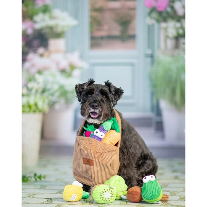 Nocciola Squeaky Fruits Veggies Stuffed Dog Toys Pack- Hide Seek Grocery Basket Crinkle Plush Puppy Toys to Keep Busy, Birthday Pet Supplies Gifts for Small Medium Breeds by Nocciola - Image 7