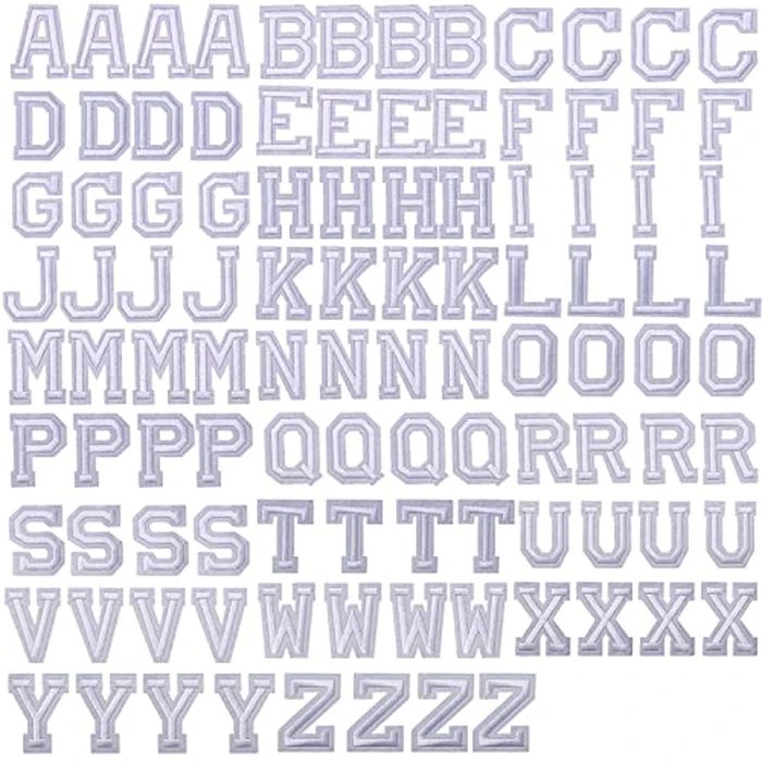 J.CARP 104Pcs White Alphabet A to Z Patches, Iron on Sew on Letters for Clothing, Hats, Shoes, Backpacks, Handbags, Jeans, Jackets etc. by J.CARP - Image 1