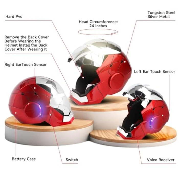 Iron-Man MK 5 Wearable Electronic Helmet with Voice & Remote Control, LED Eyes & Sound Effects - Perfect Superhero Cosplay, Movie Prop, and Collectible for Adults - Ideal Gift for Halloween，Christmas by AUGMAXI - Image 4