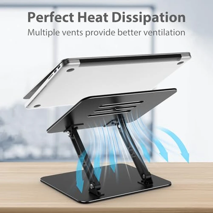 Gogoonike Adjustable Laptop Stand for Desk, Metal Foldable Laptop Riser, Portable Laptop Holder, Ventilated Cooling Computer Notebook Stand Compatible with 10-15.6” Laptops by Gogoonike - Image 4