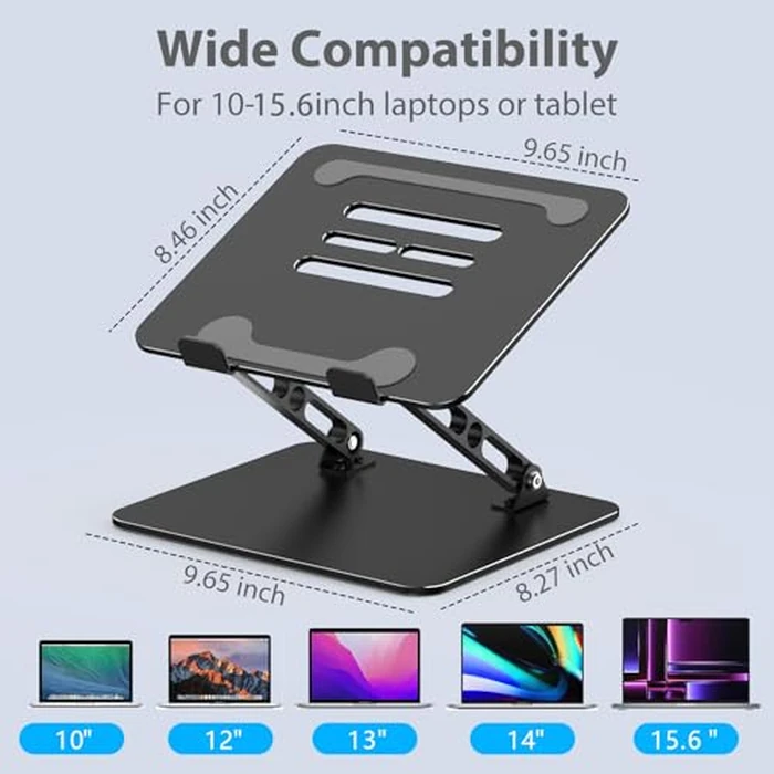Gogoonike Adjustable Laptop Stand for Desk, Metal Foldable Laptop Riser, Portable Laptop Holder, Ventilated Cooling Computer Notebook Stand Compatible with 10-15.6” Laptops by Gogoonike - Image 5