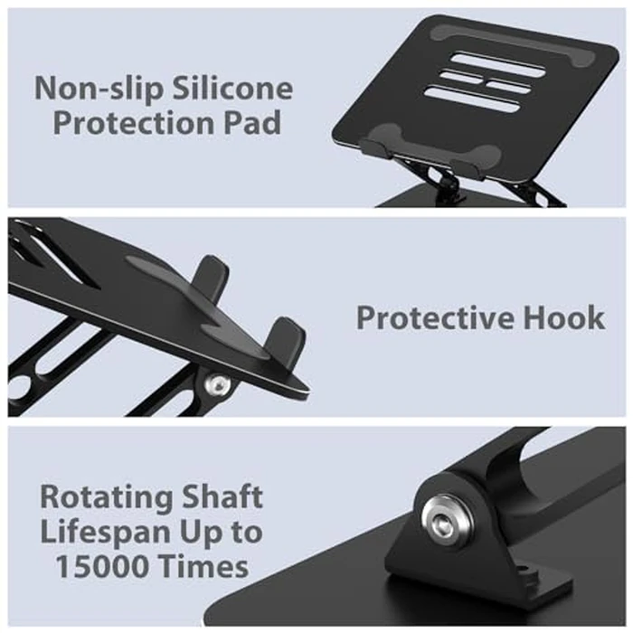 Gogoonike Adjustable Laptop Stand for Desk, Metal Foldable Laptop Riser, Portable Laptop Holder, Ventilated Cooling Computer Notebook Stand Compatible with 10-15.6” Laptops by Gogoonike - Image 6