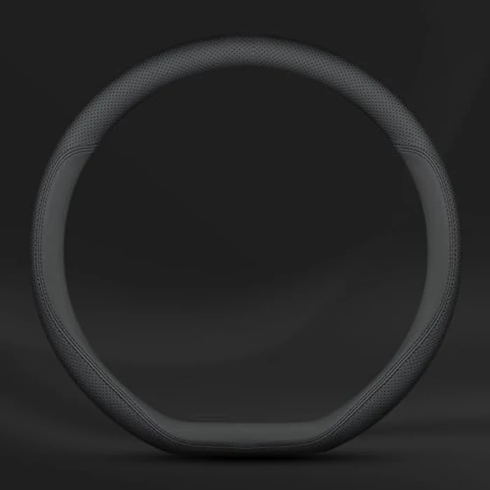 Carodi Latest Nappa Leather car Steering Wheel Cover, Stylish Non-Slip Leather car Interior 15 inches Universal (D-Shape,Black) by Carodi - Image 4