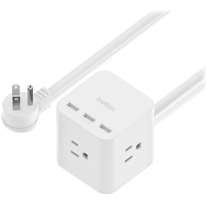 Belkin 3-Outlet Power Cube with 5-Foot Cord and USB-A Ports - White by Belkin - Image 4